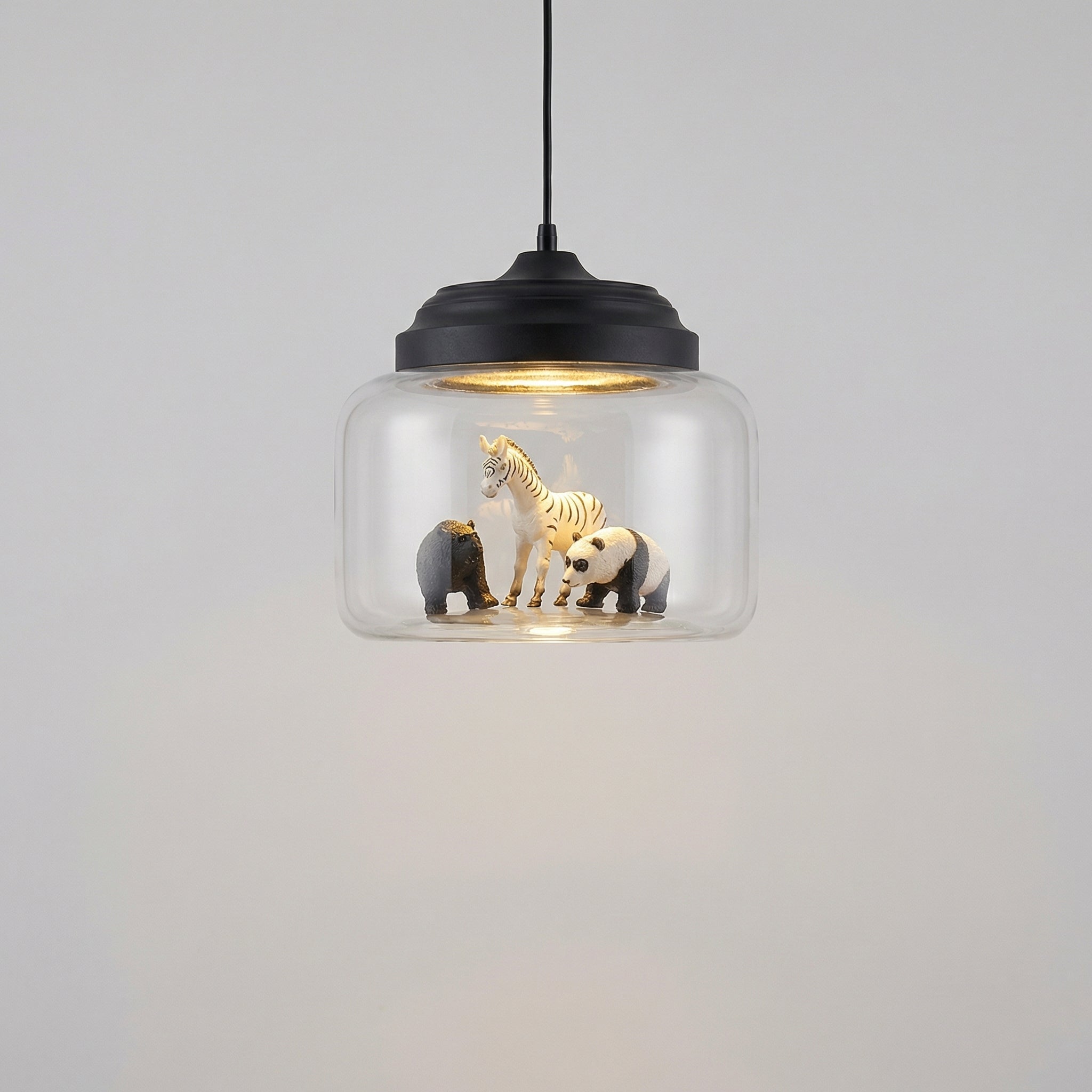 Whimsical animal pendant lamp with adjustable cable and glass shade, perfect LED lighting fixture for kids' rooms, featuring playful design and soft illumination. 0